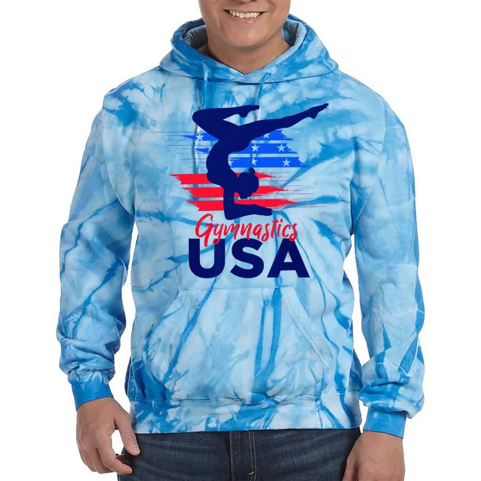 Usa Flag Gymnastics Usa Support Tie Dye Hoodie