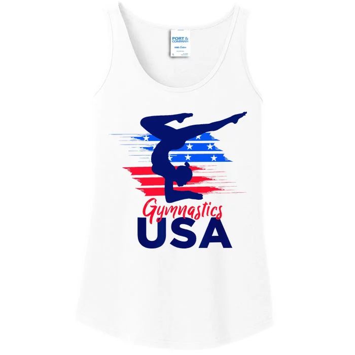 Usa Flag Gymnastics Usa Support Ladies Essential Tank