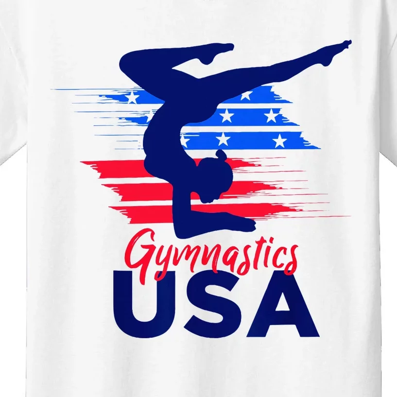 Usa Flag Gymnastics Usa Support Kids T-Shirt