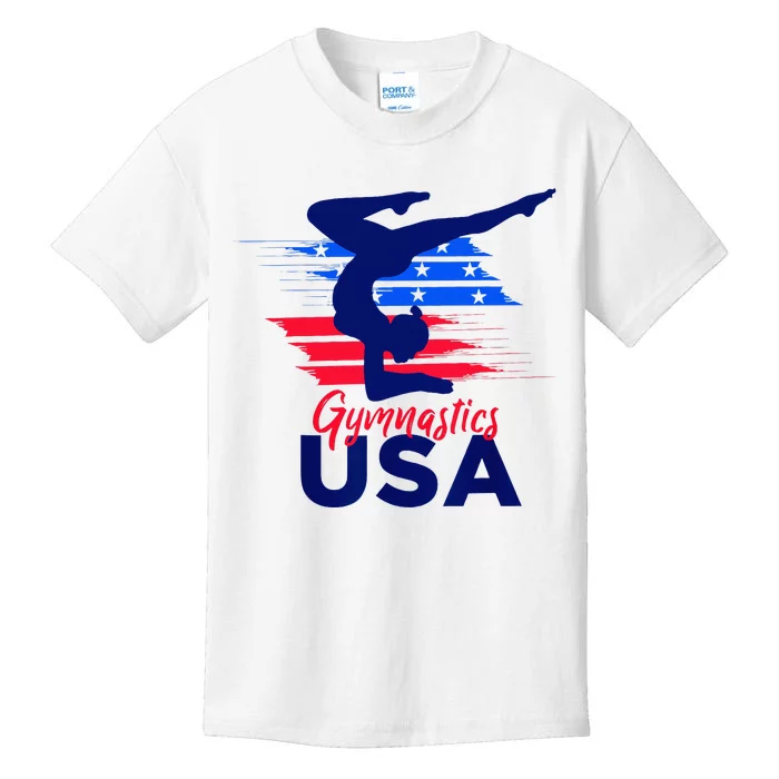 Usa Flag Gymnastics Usa Support Kids T-Shirt