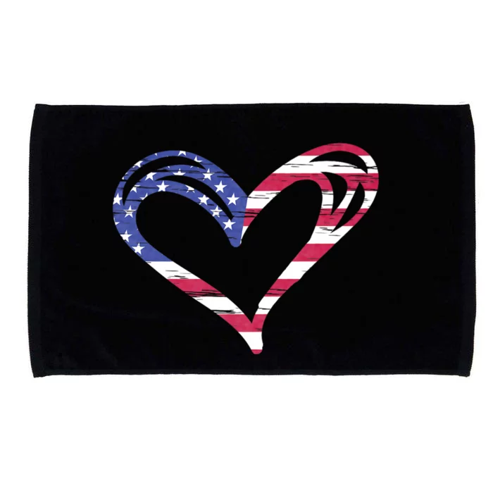 Usa Flag Heart American Patriotic Armed Forces Memorial Day Microfiber Hand Towel