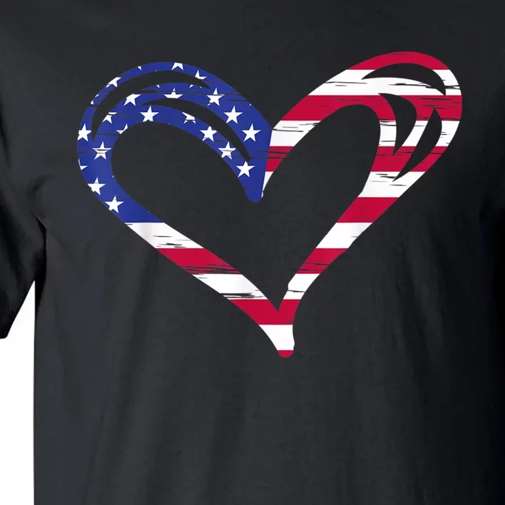 USA Flag Heart American Patriotic Armed Forces Memorial Day Tall T-Shirt