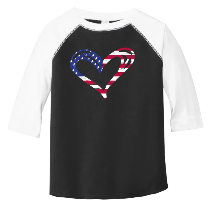 USA Flag Heart American Patriotic Armed Forces Memorial Day Toddler Fine Jersey T-Shirt