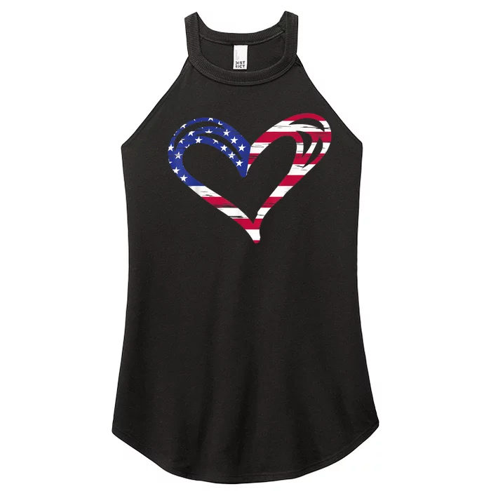 USA Flag Heart American Patriotic Armed Forces Memorial Day Women’s Perfect Tri Rocker Tank