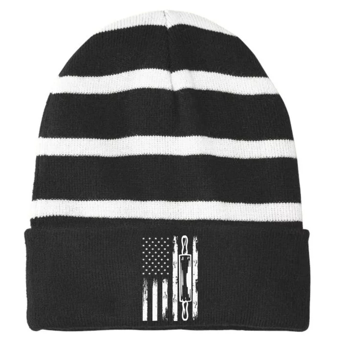 USA Flag Homemade Sourdough Bread Baker America Striped Beanie with Solid Band