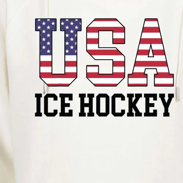 USA Flag Hockey Player American USA Ice Hockey Womens Funnel Neck Pullover Hood