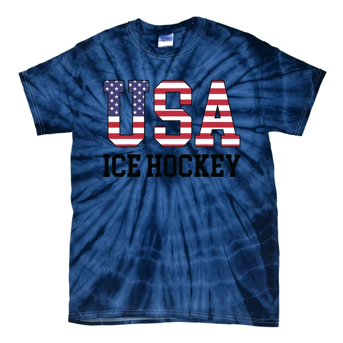 USA Flag Hockey Player American USA Ice Hockey Tie-Dye T-Shirt