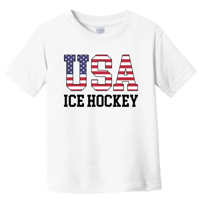 USA Flag Hockey Player American USA Ice Hockey Toddler T-Shirt