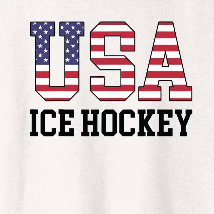 USA Flag Hockey Player American USA Ice Hockey Women's Crop Top Tee