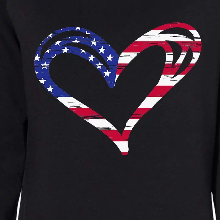 Usa Flag Heart American Patriotic Armed Forces Womens California Wash Sweatshirt