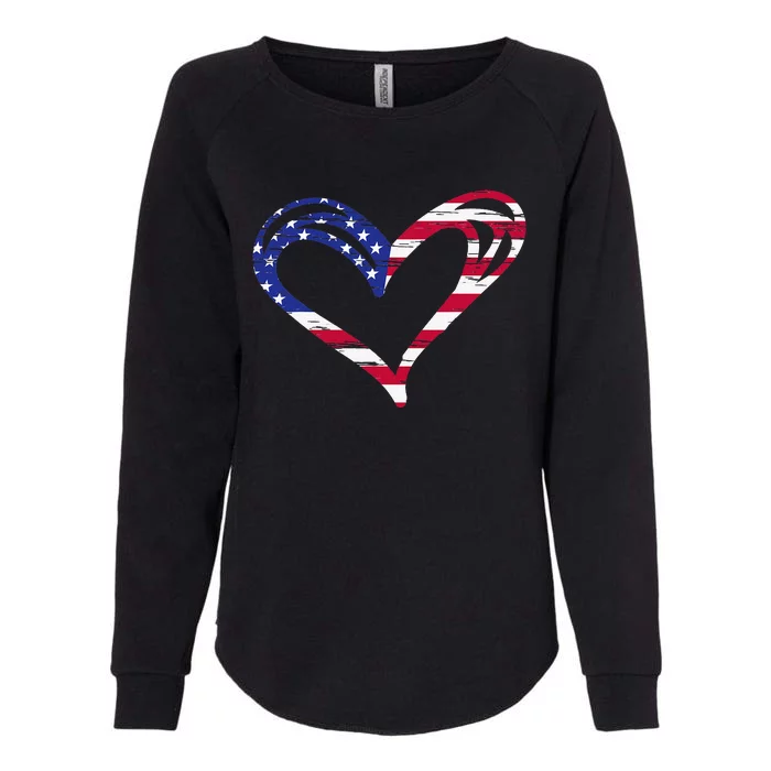 Usa Flag Heart American Patriotic Armed Forces Womens California Wash Sweatshirt