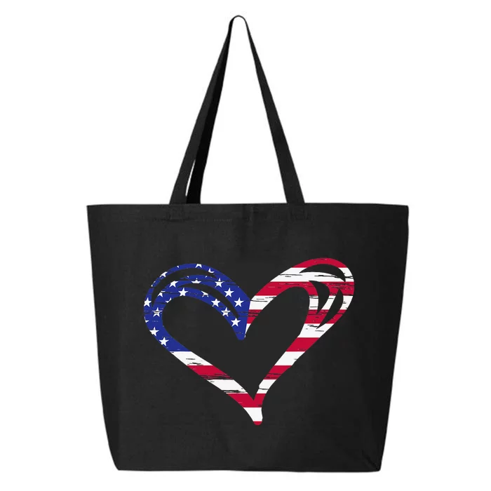 Usa Flag Heart American Patriotic Armed Forces 25L Jumbo Tote