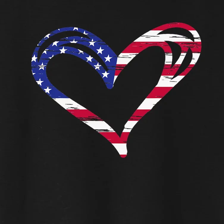 Usa Flag Heart American Patriotic Armed Forces Women's Crop Top Tee