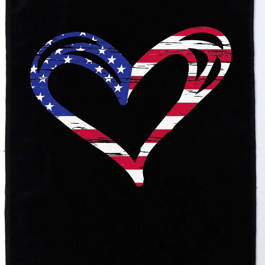 USA Flag Heart American Patriotic Armed Forces Memorial Day Platinum Collection Golf Towel