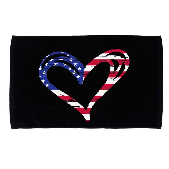 USA Flag Heart American Patriotic Armed Forces Memorial Day Microfiber Hand Towel