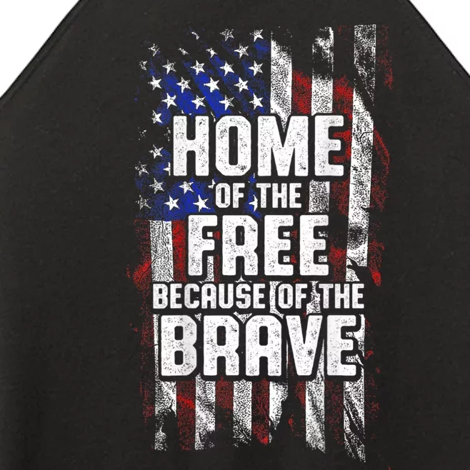 US Flag Home Of The Free Because Of The Brave Women’s Perfect Tri Rocker Tank