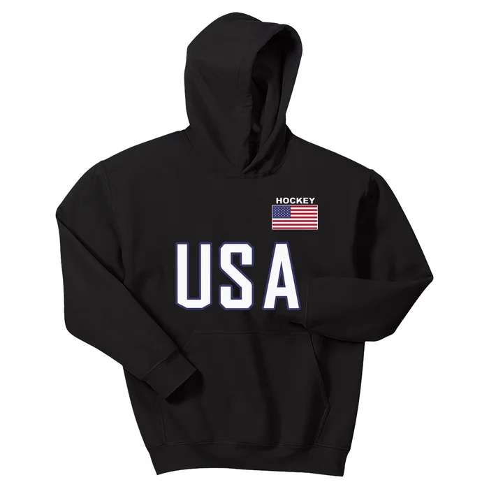 USA Flag Hockey Hoodie Cool Pocket Equipment Kids Hoodie