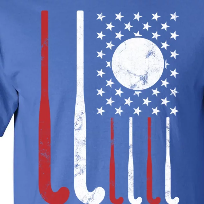 Usa Field Hockey Gift American Flag Fockey Lovers Gift Tall T-Shirt