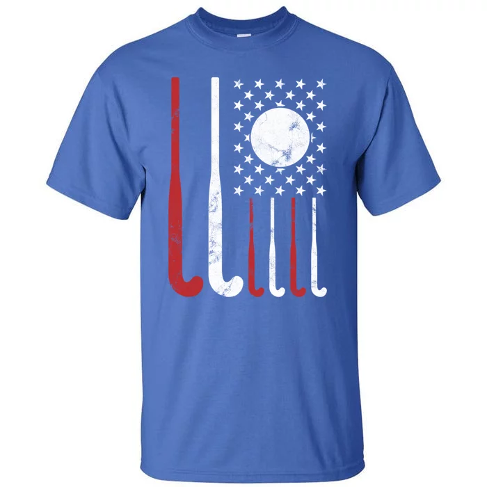 Usa Field Hockey Gift American Flag Fockey Lovers Gift Tall T-Shirt