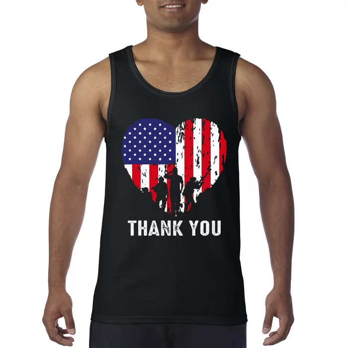 USA Flag Heart American Patriotic Armed Forces Memorial Day Tank Top