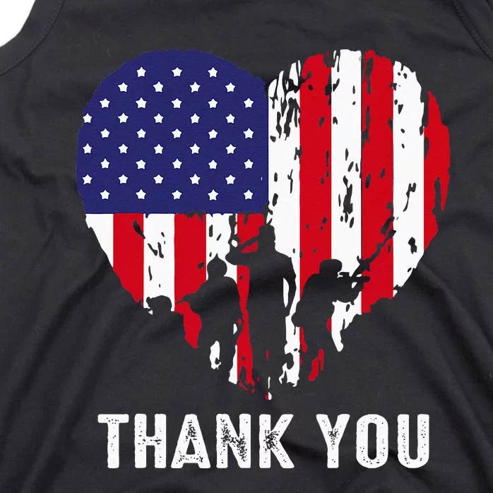 USA Flag Heart American Patriotic Armed Forces Memorial Day Tank Top