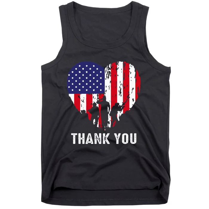 USA Flag Heart American Patriotic Armed Forces Memorial Day Tank Top