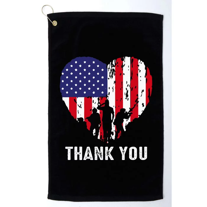 USA Flag Heart American Patriotic Armed Forces Memorial Day Platinum Collection Golf Towel