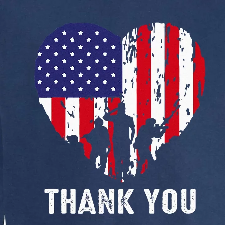 USA Flag Heart American Patriotic Armed Forces Memorial Day Garment-Dyed Sweatshirt