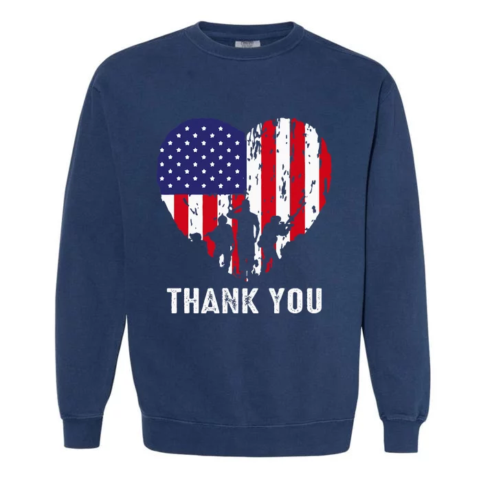 USA Flag Heart American Patriotic Armed Forces Memorial Day Garment-Dyed Sweatshirt