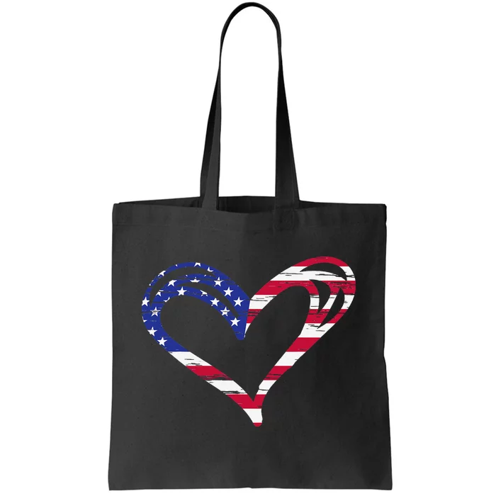 USA Flag Heart American Patriotic Armed Forces Memorial Day Tote Bag