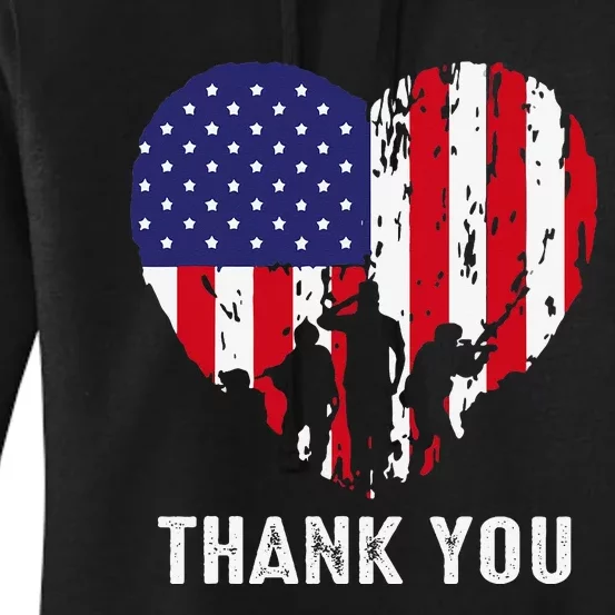 USA Flag Heart American Patriotic Armed Forces Memorial Day Women's Pullover Hoodie