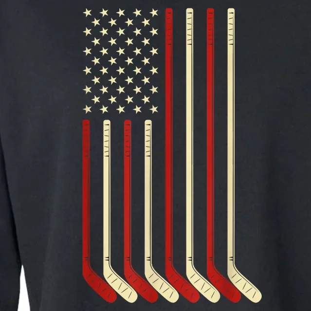 Usa Flag Hockey Stick Ice Hockey Cool Hockey Goalie Gift Cropped Pullover Crew