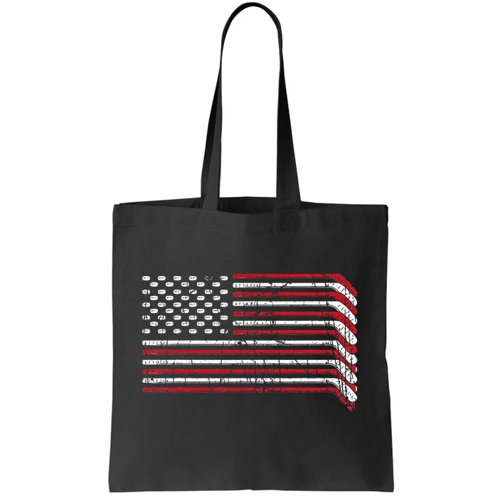 USA Flag Hockey Sticks American Pride 4th Of July Ice Hockey Tote Bag