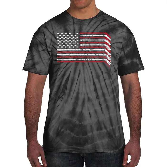 USA Flag Hockey Sticks American Pride 4th Of July Ice Hockey Tie-Dye T-Shirt