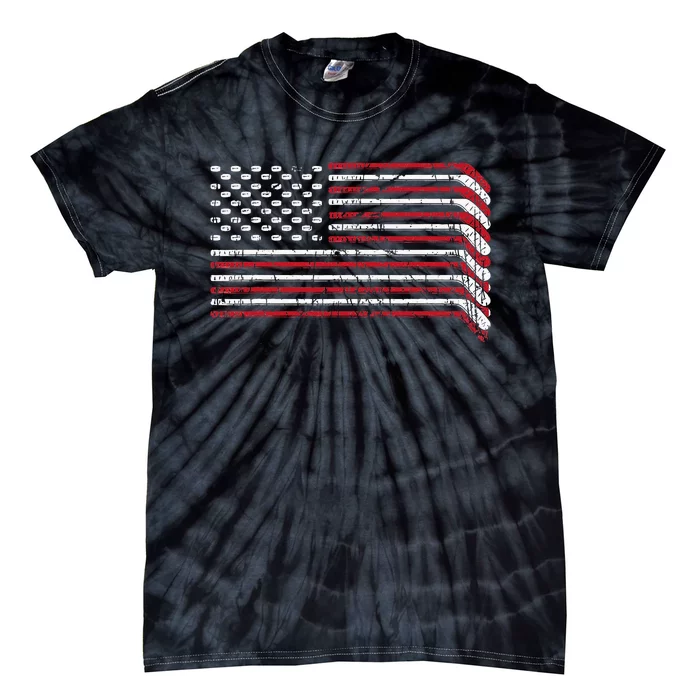 USA Flag Hockey Sticks American Pride 4th Of July Ice Hockey Tie-Dye T-Shirt