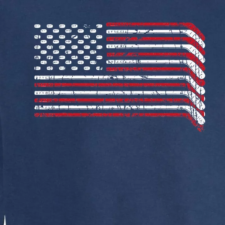 USA Flag Hockey Sticks American Pride 4th Of July Ice Hockey Garment-Dyed Sweatshirt