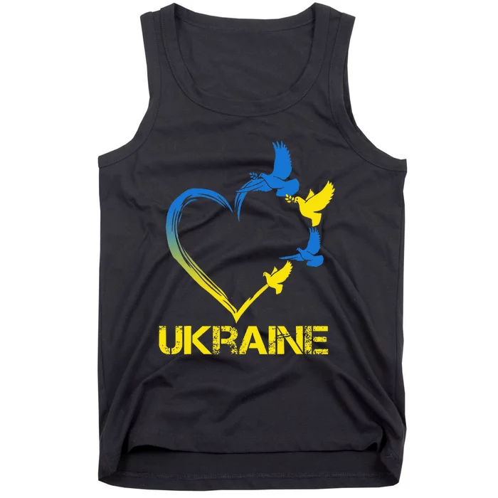 Ukraine Flag Heart Vintage Ukrainian Lovers Ukraine Tank Top