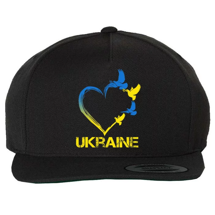 Ukraine Flag Heart Vintage Ukrainian Lovers Ukraine Wool Snapback Cap