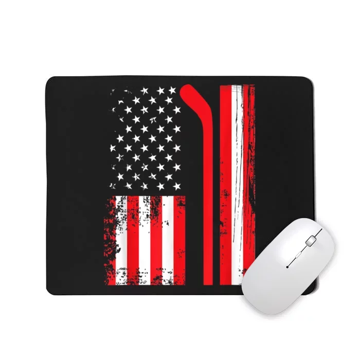 USA Flag Hockey American Flag Patriotic Ice Hockey Mousepad