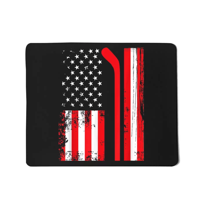 USA Flag Hockey American Flag Patriotic Ice Hockey Mousepad