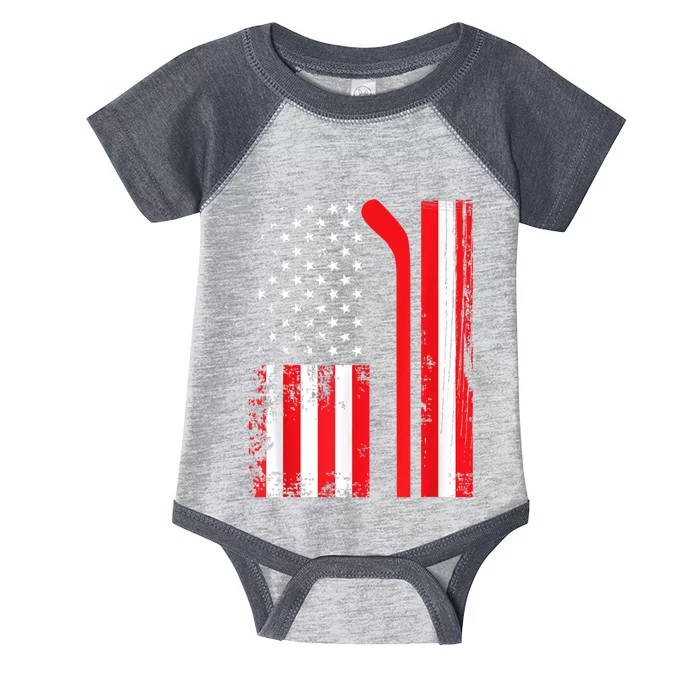 USA Flag Hockey American Flag Patriotic Ice Hockey Infant Baby Jersey Bodysuit