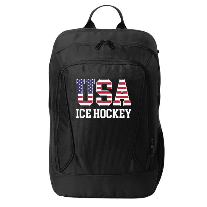 Usa Flag Hockey Player American Usa Ice Hockey Gift City Backpack