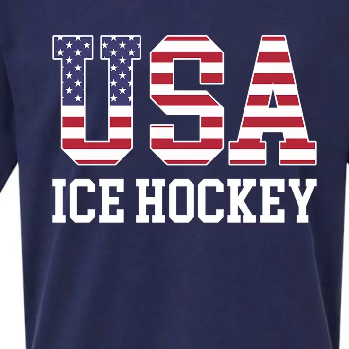 Usa Flag Hockey Player American Usa Ice Hockey Gift Sueded Cloud Jersey T-Shirt