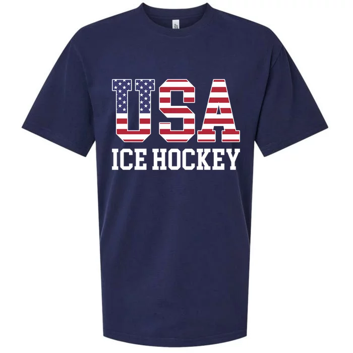 Usa Flag Hockey Player American Usa Ice Hockey Gift Sueded Cloud Jersey T-Shirt