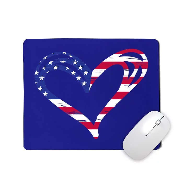 Usa Flag Heart American Patriotic Armed Forces Memorial Day Cool Gift Mousepad