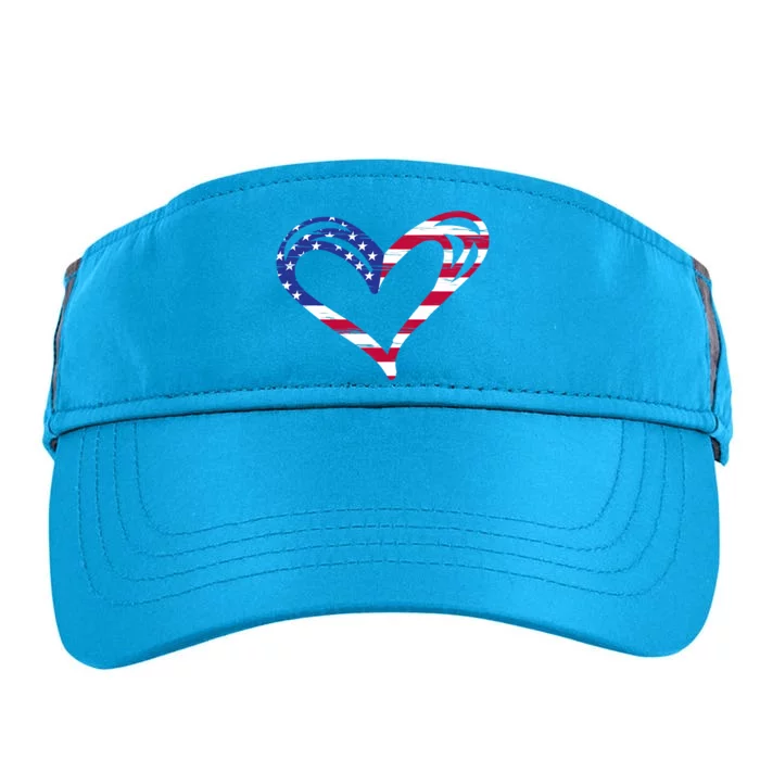 Usa Flag Heart American Patriotic Armed Forces Memorial Day Cool Gift Adult Drive Performance Visor