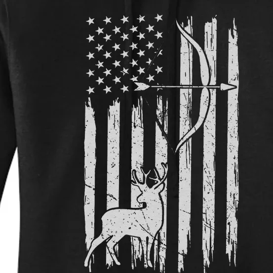 Usa Flag Hunting Deer Hunt Compound Bow USA Hunter Women's Pullover Hoodie