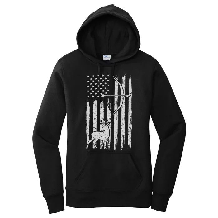 Usa Flag Hunting Deer Hunt Compound Bow USA Hunter Women's Pullover Hoodie