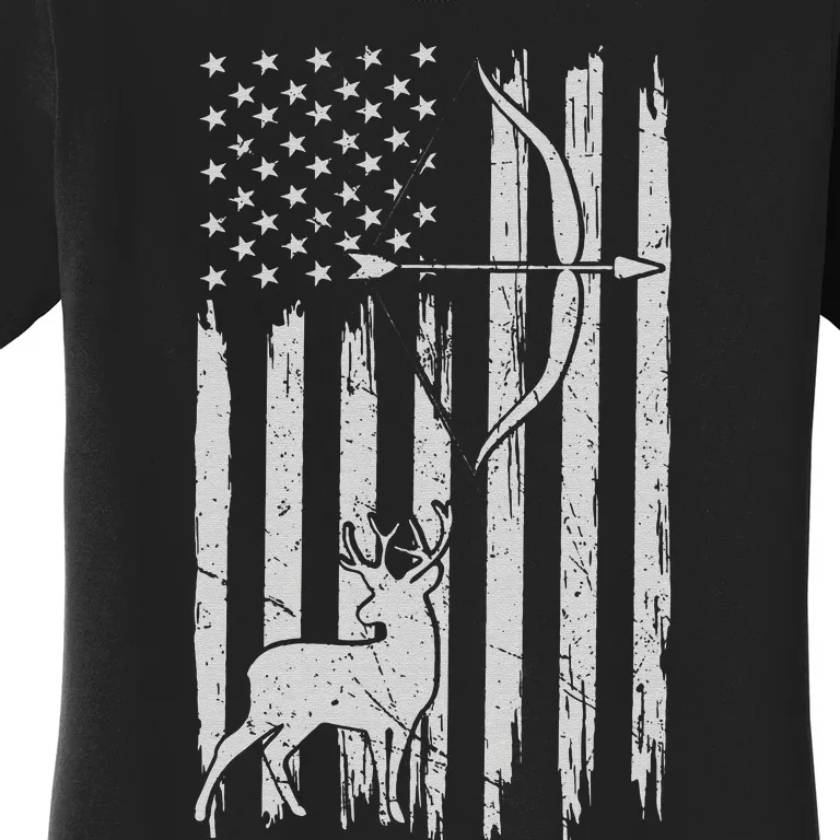 Usa Flag Hunting Deer Hunt Compound Bow USA Hunter Women's T-Shirt