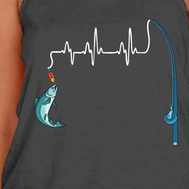 Unique Fishing Heartbeat Clothing Gift Fathers Day Fishing Gift Women's Knotted Racerback Tank